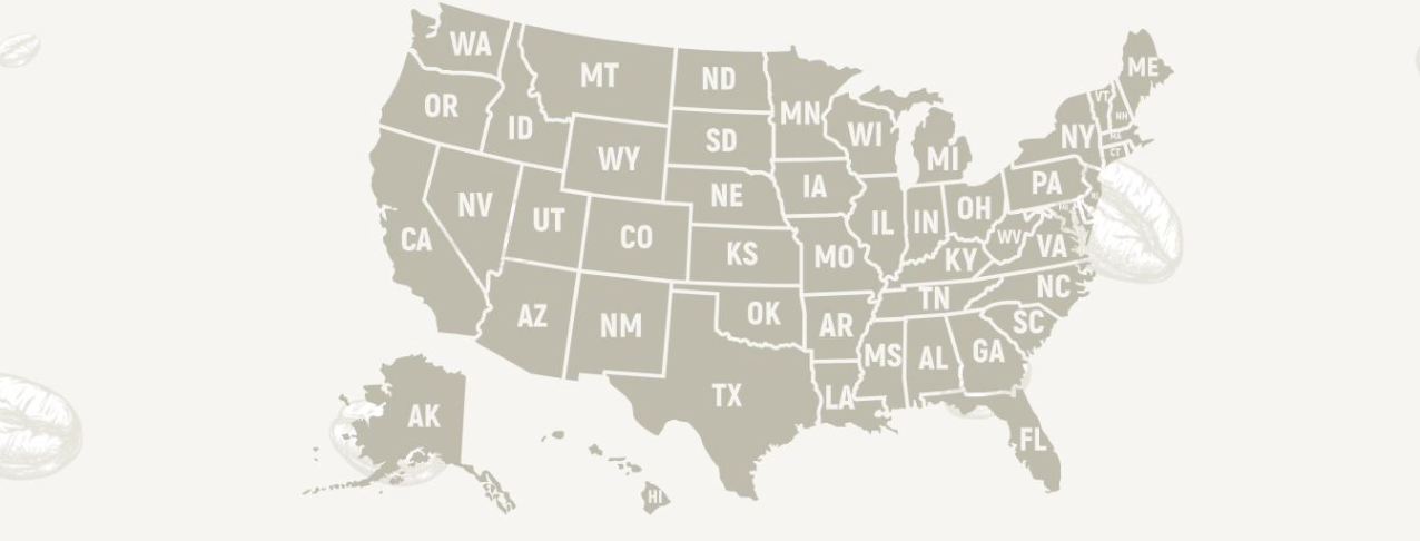 a map of the US showing which states have an Aroma Joe’s location